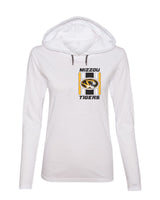 Women's Missouri Tigers Long Sleeve Hooded Tee Shirt - Vert Stripe Mizzou Tigers