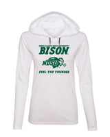 Women's NDSU Bison Long Sleeve Hooded Tee Shirt - NDSU Bison Feel The Thunder