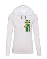 Women's NDSU Bison Long Sleeve Hooded Tee Shirt - Bison Logo Vertical Stripe