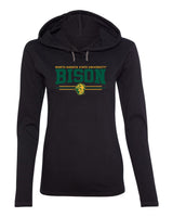 Women's NDSU Bison Long Sleeve Hooded Tee Shirt - Bison 3-Stripe