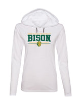 Women's NDSU Bison Long Sleeve Hooded Tee Shirt - Bison 3-Stripe