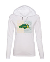 Women's NDSU Bison Long Sleeve Hooded Tee Shirt - NDSU Bison Logo Overlay