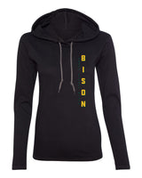 Women's NDSU Bison Long Sleeve Hooded Tee Shirt - Vertical BISON