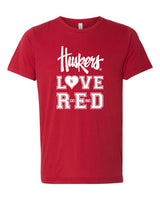 Women's Nebraska "Huskers LOVE RED" Premium Tri-Blend Tee Shirt