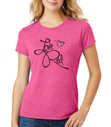 Women's Nebraska Huskers "LOVE RED" Hearts Premium Tri-Blend Tee Shirt