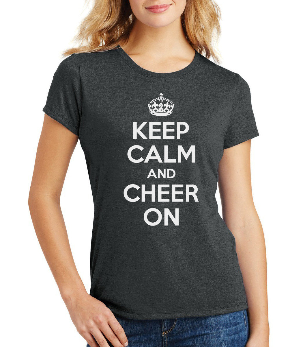 Women's "KEEP CALM and CHEER ON" Premium Tri-Blend Tee Shirt