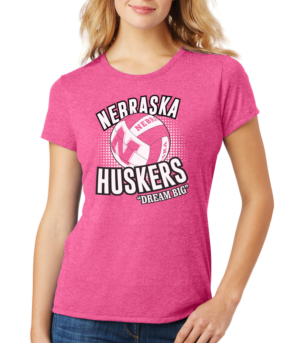 Women's Nebraska Huskers Volleyball "Dream Big" Premium Tri-Blend Tee Shirt