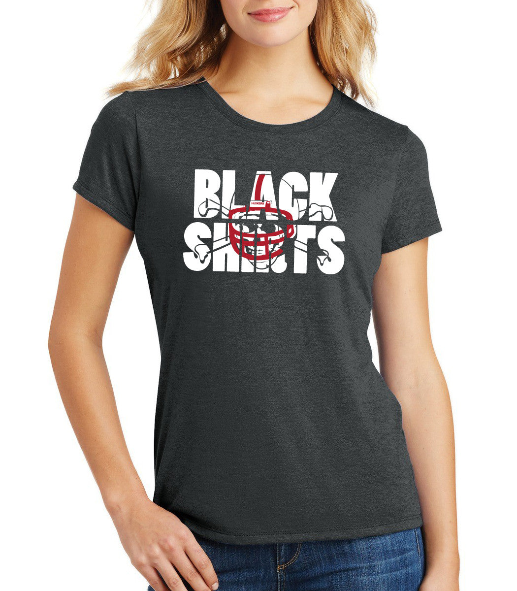 Women's Nebraska Huskers Football BLACKSHIRTS Premium Tri-Blend Tee Shirt