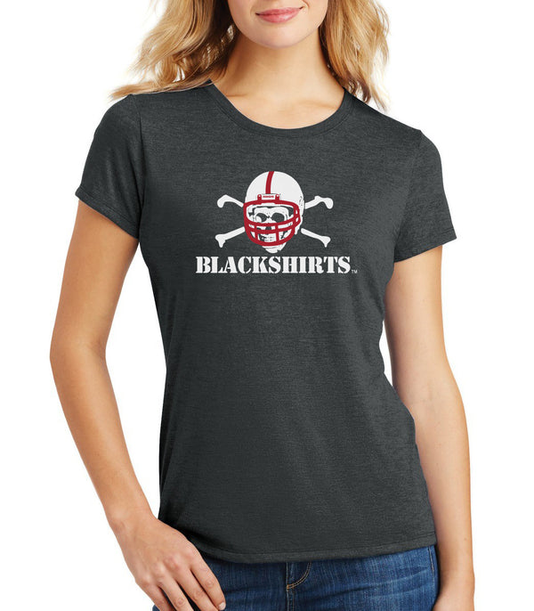 Women's Nebraska Huskers Football Blackshirts Logo Premium Tri-Blend Tee Shirt