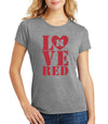 Women's Nebraska Cornhuskers Stacked LOVE N RED Premium Tri-Blend Tee Shirt