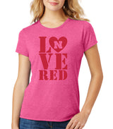 Women's Nebraska Huskers Stacked LOVE N RED Premium Tri-Blend Tee Shirt