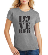 Women's Nebraska Cornhuskers Stacked LOVE N RED Premium Tri-Blend Tee Shirt