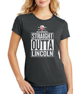 Women's Nebraska Cornhuskers Blackshirts "STRAIGHT OUTTA LINCOLN" Premium Tri-Blend Tee Shirt