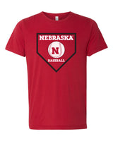 Women's Nebraska Huskers Baseball Home Plate Premium Tri-Blend Tee Shirt