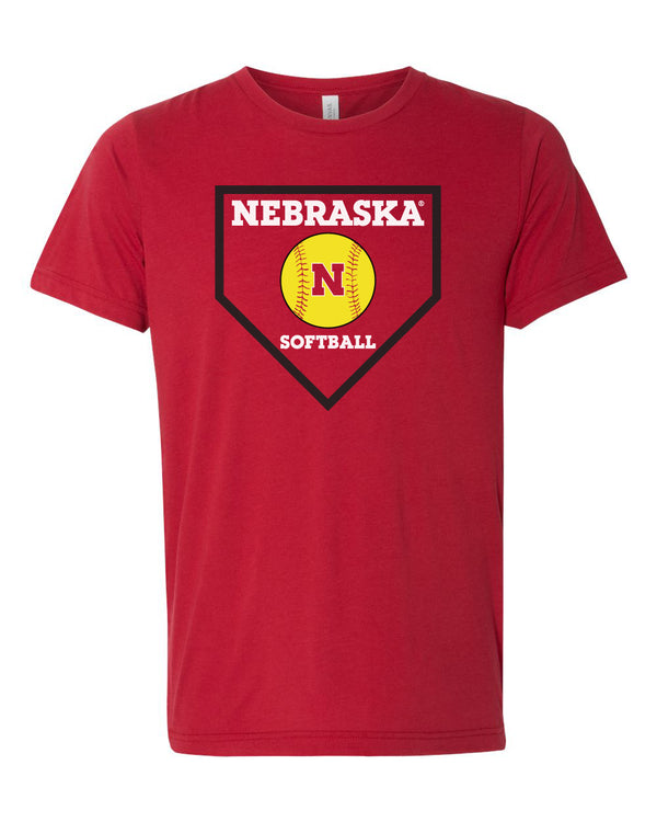 Women's Nebraska Huskers Softball Home Plate Premium Tri-Blend Tee Shirt