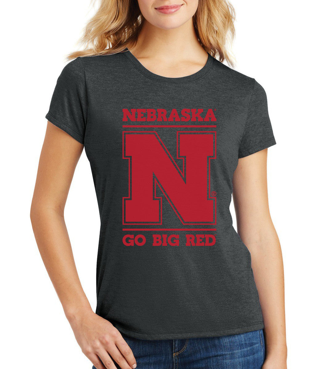 Women's Nebraska Cornhuskers "Nebraska N GO BIG RED" Premium Tri-Blend Tee Shirt