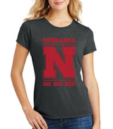Women's Nebraska Cornhuskers "Nebraska N GO BIG RED" Premium Tri-Blend Tee Shirt