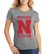 Women's Nebraska Cornhuskers "Nebraska N GO BIG RED" Premium Tri-Blend Tee Shirt