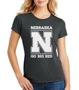 Women's Nebraska Cornhuskers "Nebraska N GO BIG RED" Premium Tri-Blend Tee Shirt