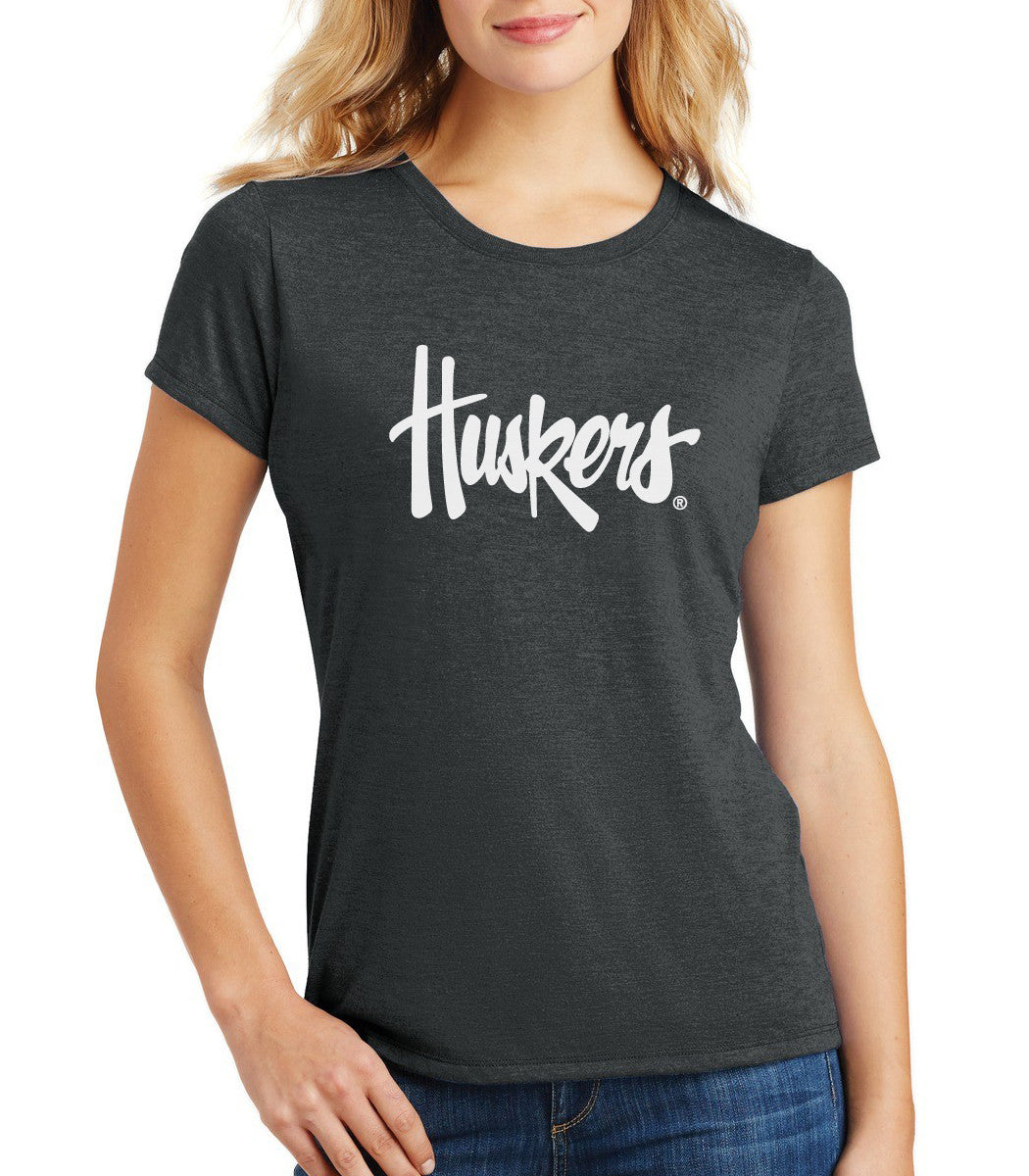 Women's Nebraska Cornhuskers Legacy Script "Huskers" Premium Tri-Blend Tee Shirt