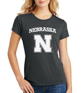 Women's Nebraska Cornhuskers Block N Premium Tri-Blend Tee Shirt