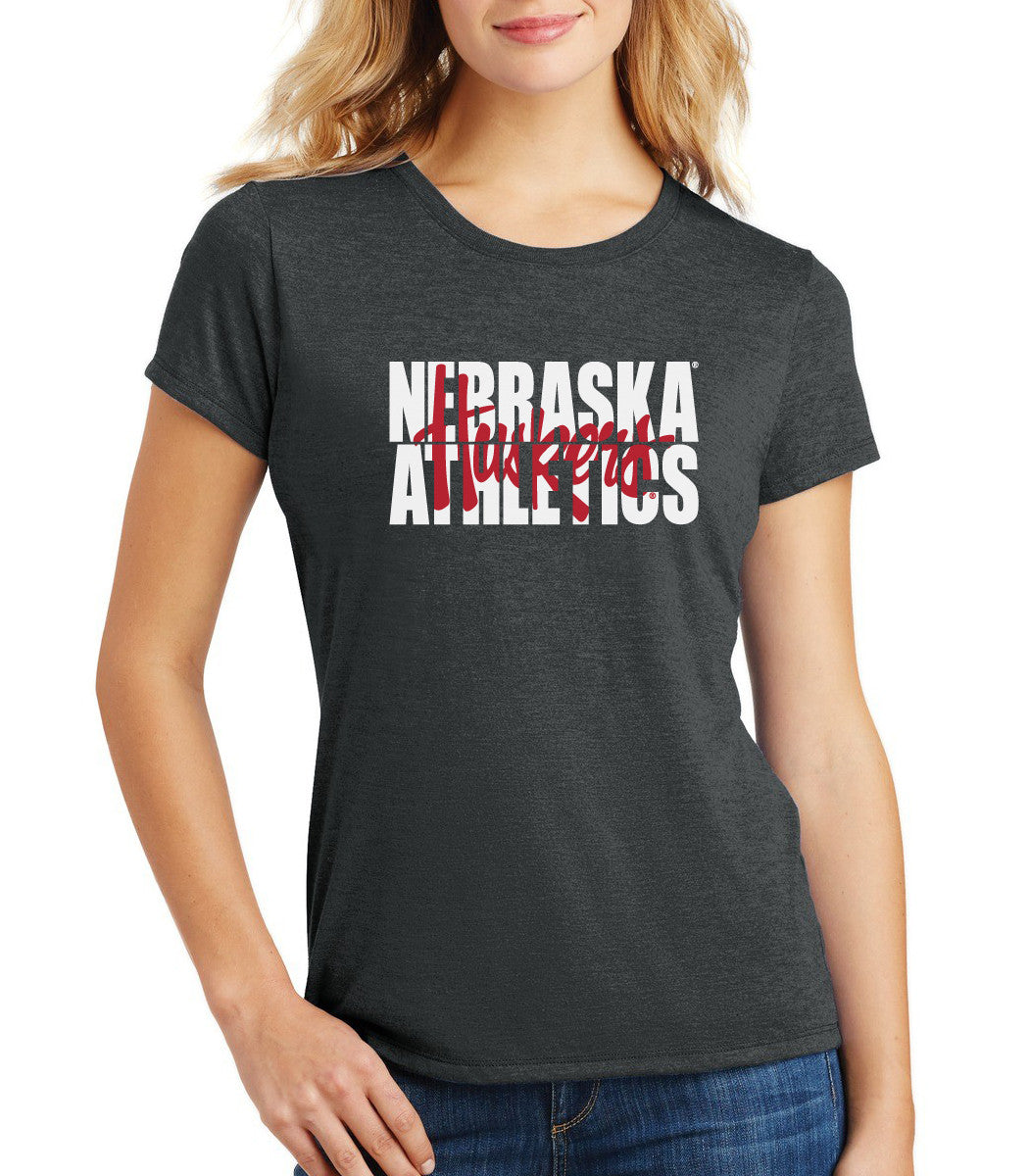 Women's Nebraska Athletics Legacy Script "Huskers" Premium Tri-Blend Tee Shirt