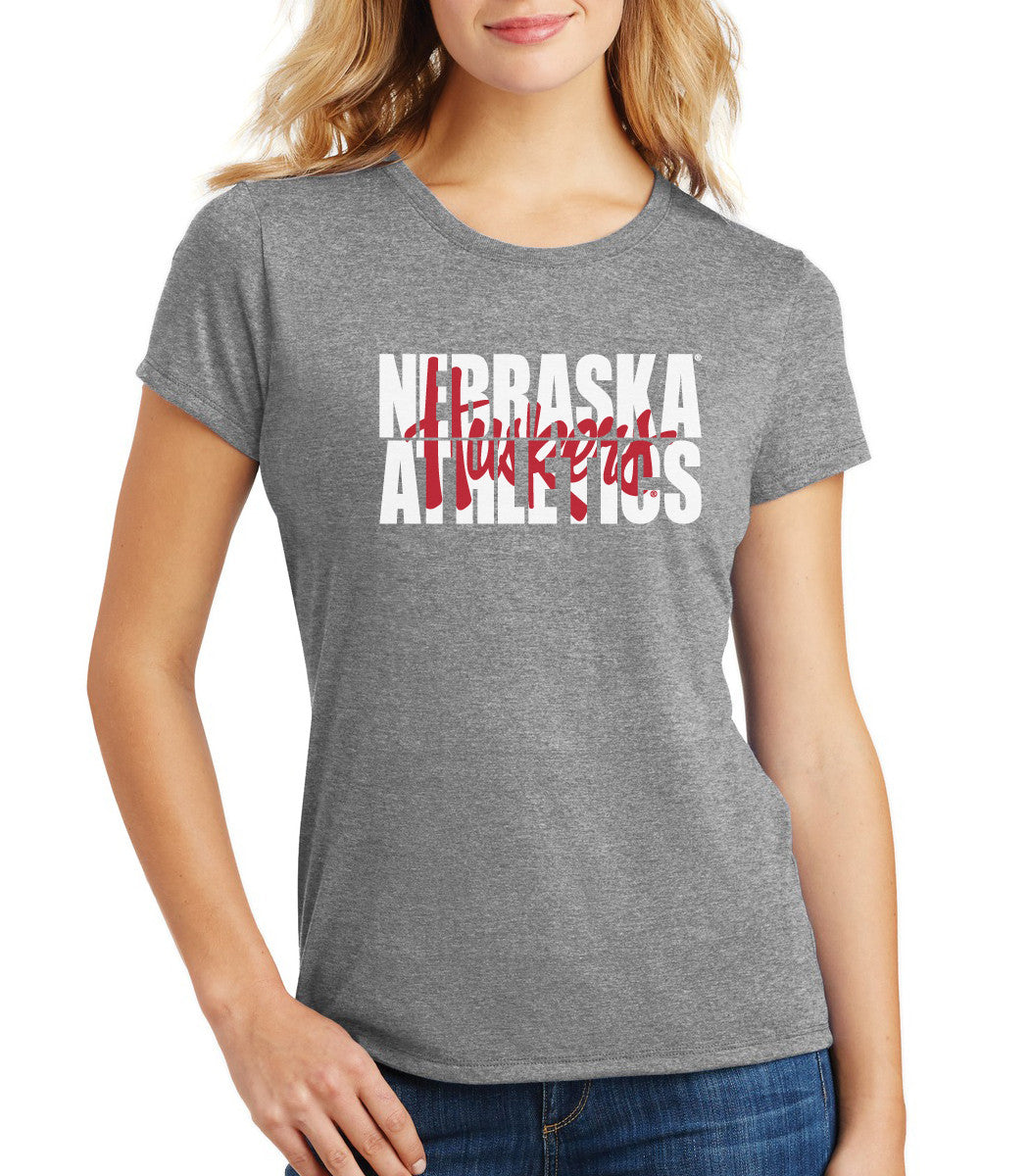 Women's Nebraska Athletics Legacy Script "Huskers" Premium Tri-Blend Tee Shirt