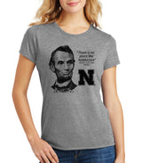 Women's Abe Lincoln "No place like NEBRASKA" Huskers Premium Tri-Blend Tee Shirt