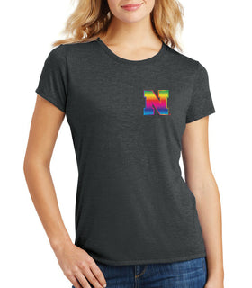 Women's Nebraska Rainbow N Premium Tri-Blend Tee Shirt