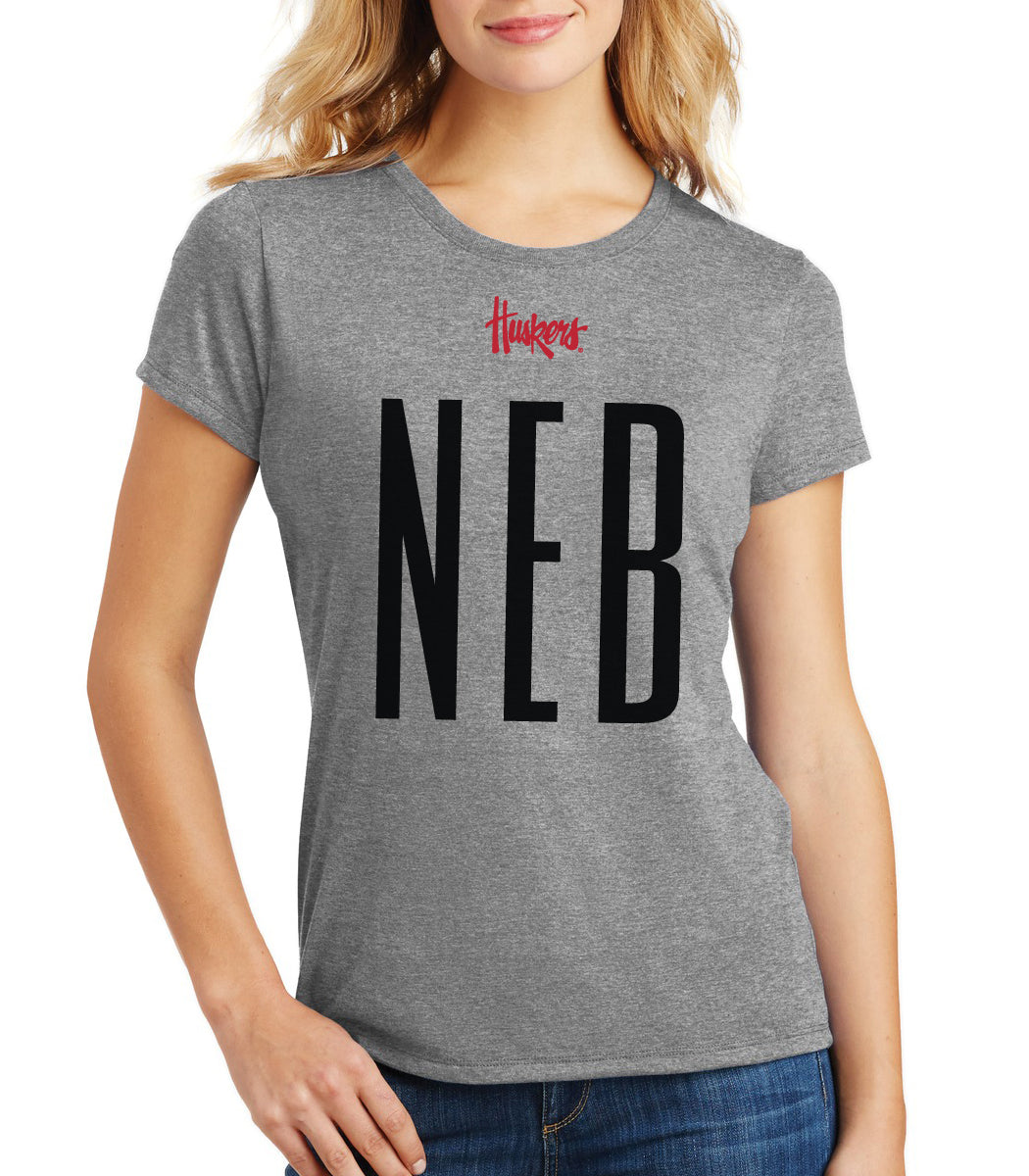 Women's Nebraska Huskers Premium Tri-Blend Tee Shirt - Black NEB