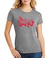 Women's Nebraska Huskers Premium Tri-Blend Tee Shirt - Red Script Huskers Outline