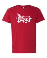 Women's Nebraska Huskers Premium Tri-Blend Tee Shirt - White Script Huskers Outline