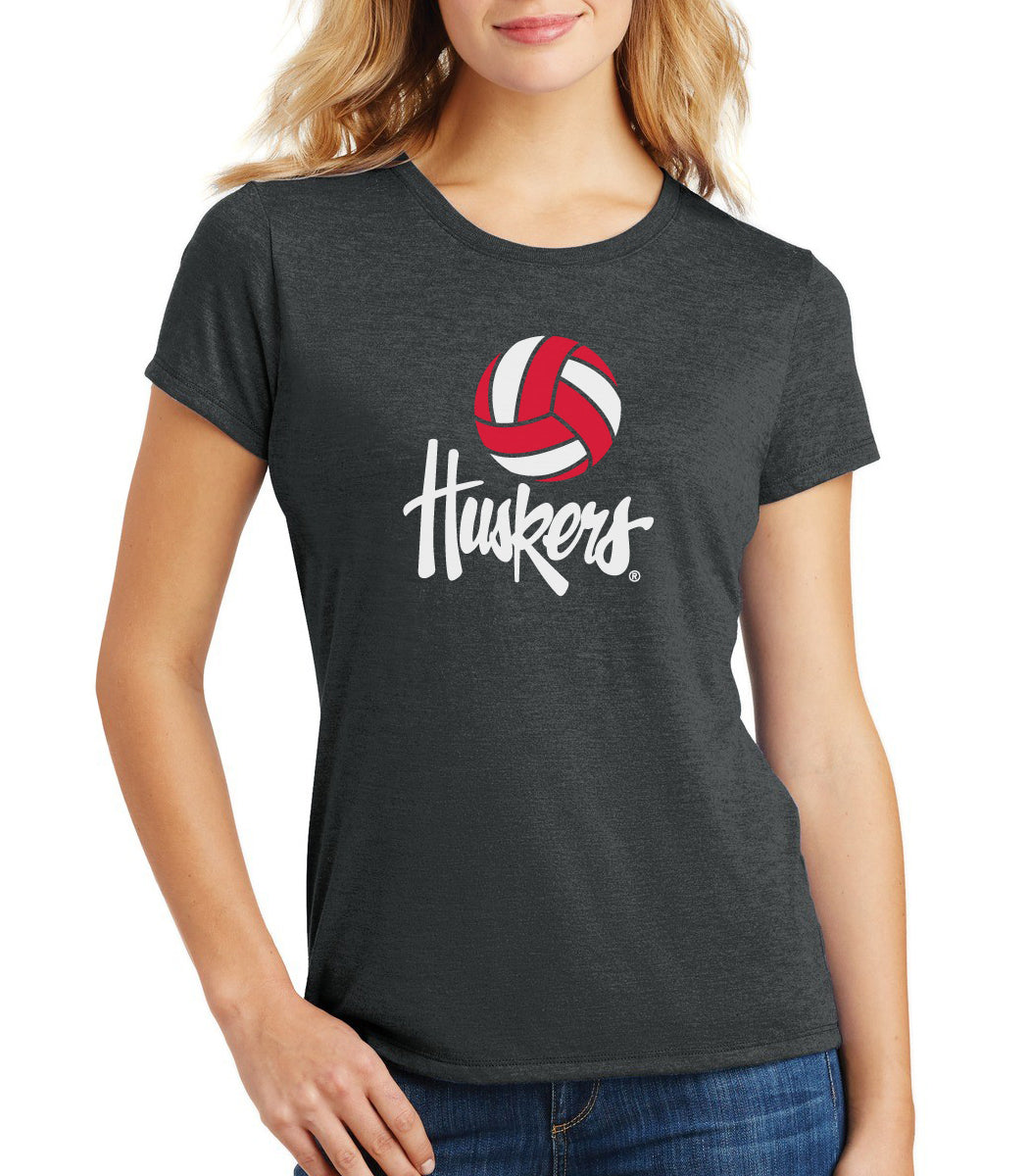 Women's Nebraska Husker Tee Shirt Premium Tri-Blend - Volleyball Legacy Script Huskers