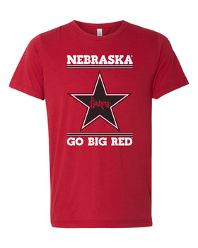 Women's Nebraska Husker Tee Shirt Premium Tri-Blend - Star Huskers GO BIG RED