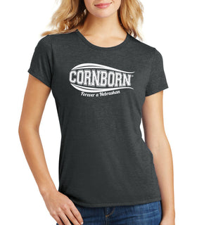 Women's Nebraska Husker Tee Shirt Premium Tri-Blend - CornBorn Forever a Nebraskan