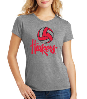 Women's Nebraska Huskers Premium Tri-Blend Tee Shirt - Nebraska Volleyball Legacy Script Huskers