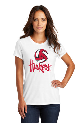 Women's Nebraska Huskers Premium Tri-Blend Tee Shirt - Nebraska Volleyball Legacy Script Huskers