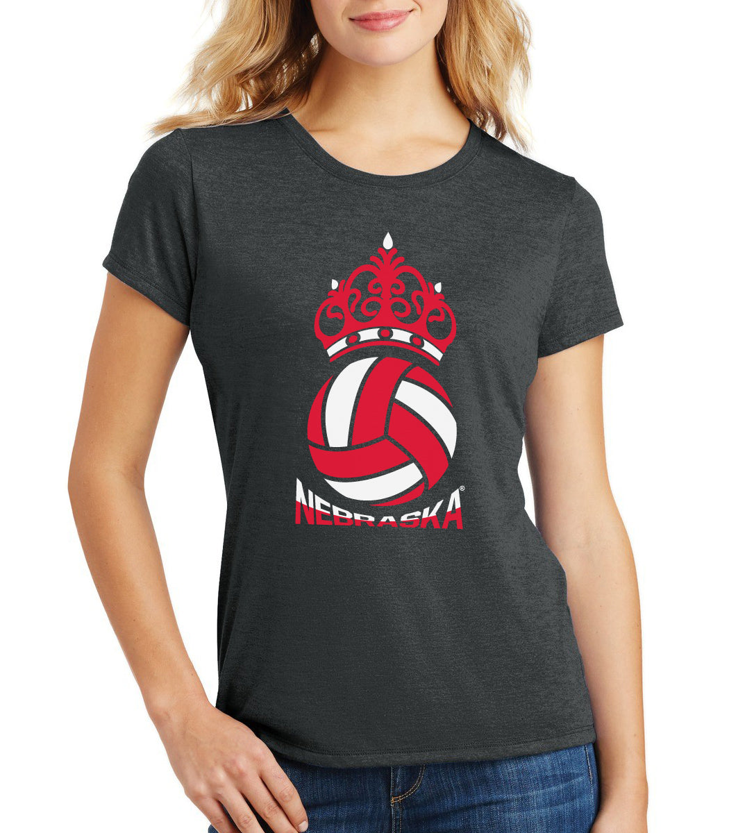Women's Nebraska Huskers Premium Tri-Blend Tee Shirt - Nebraska Huskers Volleyball Crown