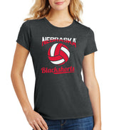 Women's Nebraska Huskers Premium Tri-Blend Tee Shirt - Nebraska Volleyball Blackshorts