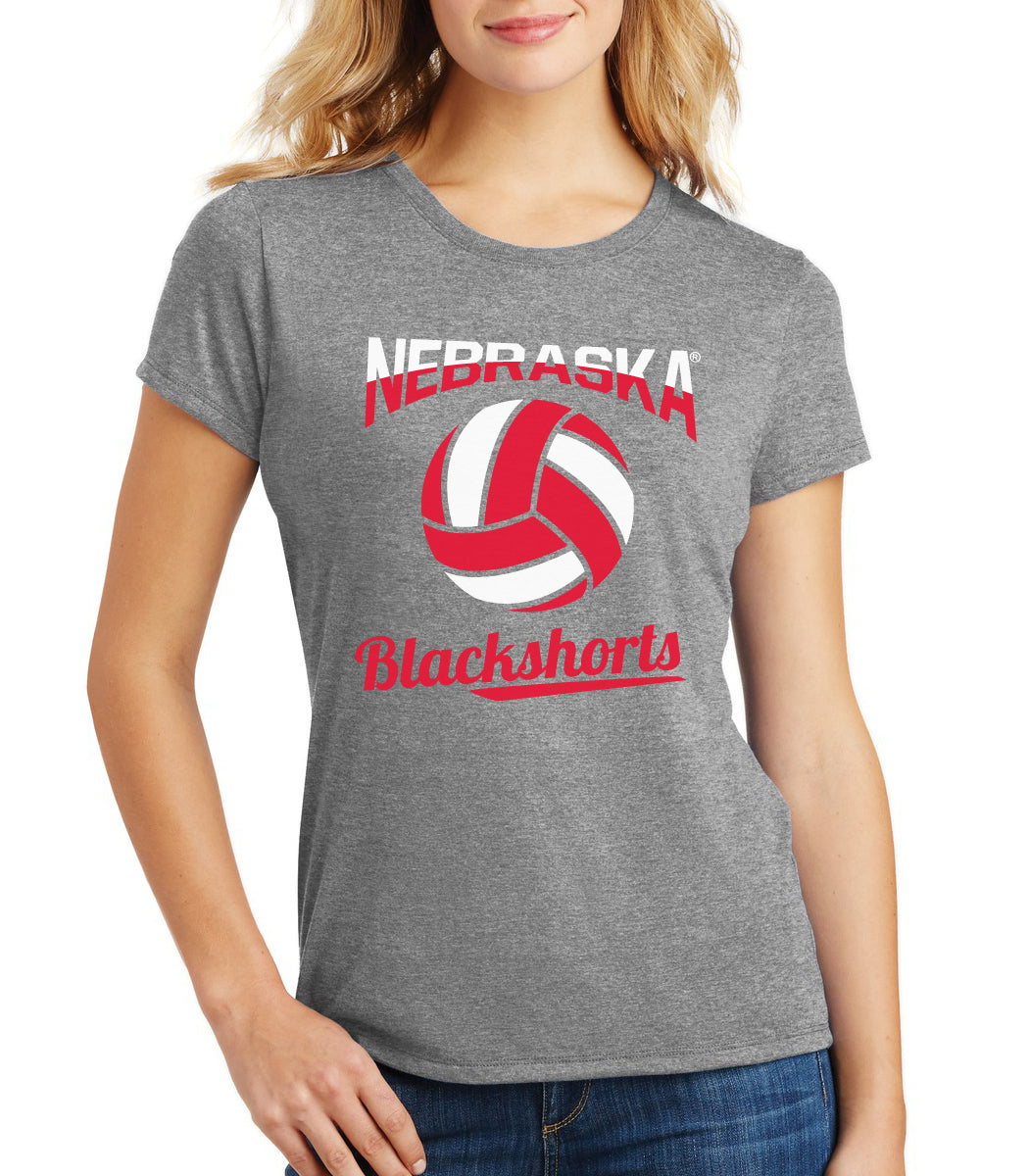 Women's Nebraska Huskers Premium Tri-Blend Tee Shirt - Nebraska Volleyball Blackshorts