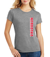 Women's Nebraska Huskers Premium Tri-Blend Tee Shirt - Vertical Nebraska Red & White Fade