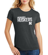 Women's Nebraska Huskers Premium Tri-Blend Tee Shirt - Huskers Stripe Fade