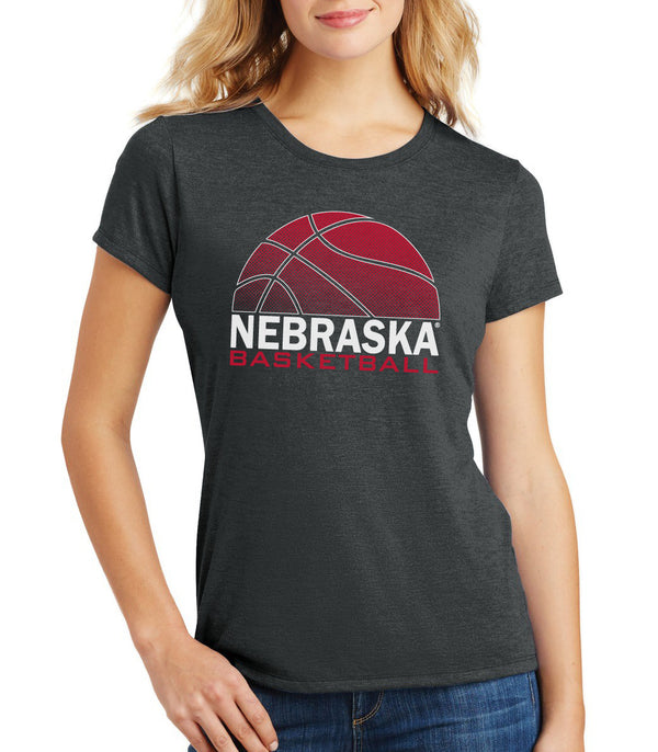 Women's Nebraska Huskers Premium Tri-Blend Tee Shirt - Nebraska Basketball