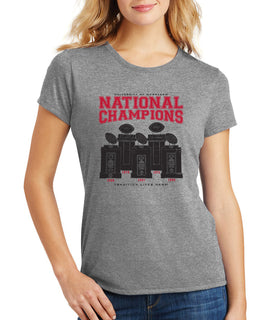 Women's Nebraska Huskers Premium Tri-Blend Tee Shirt - Football National Champions Trophies