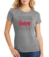 Women's Nebraska Huskers Premium Tri-Blend Tee Shirt - Script Huskers Overlay