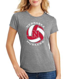 Women's Nebraska Huskers Premium Tri-Blend Tee Shirt - Huskers Volleyball Block N