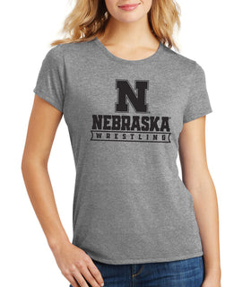 Women's Nebraska Huskers Premium Tri-Blend Tee Shirt - Nebraska Wrestling Black Ink