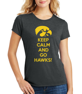 Iowa Women's Premium Tri-Blend Tee Shirt - Keep Calm and Go Hawks