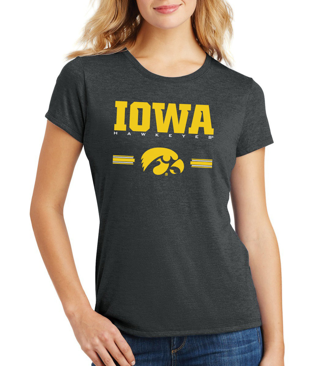 Women's Iowa Hawkeyes Premium Tri-Blend Tee Shirt  - IOWA Hawkeyes Horizontal Stripe