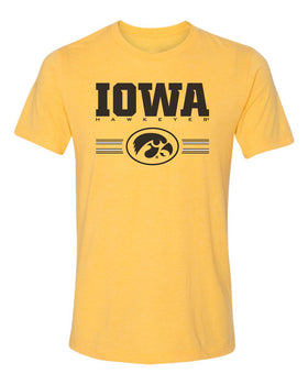 Women's Iowa Hawkeyes Premium Tri-Blend Tee Shirt  - IOWA Hawkeyes Horizontal Stripe with Oval Tigerhawk